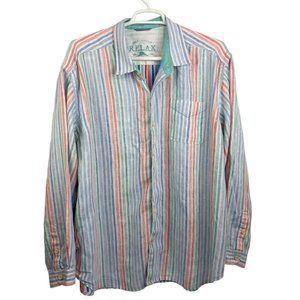 Tommy Bahama Relax Linen 2X or XXL Relaxed 100% Washable Shirt Button Up Striped